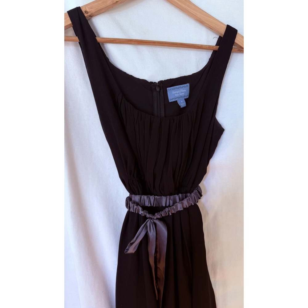 Simply Vera Vera Wang Black  Chiffon Sleeveless Belted Pleated A-Line Dress 8